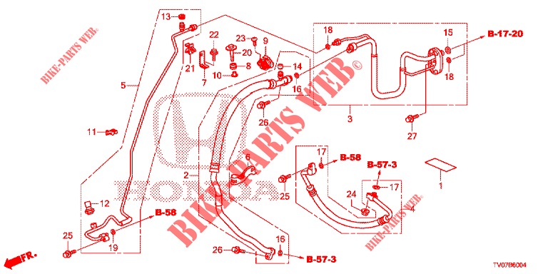 KLIMAANLAGE (FLEXIBLES/TUYAUX) (DIESEL) (1.6L) (LH) für Honda CIVIC DIESEL 1.6 EXECUTIVE 5 Türen 6 gang-Schaltgetriebe 2013