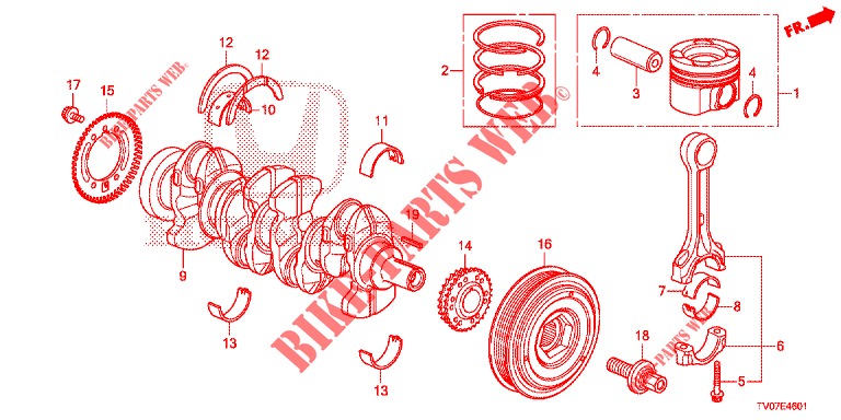 KURBELWELLE/KOLBEN (DIESEL) (1.6L) für Honda CIVIC DIESEL 1.6 EXECUTIVE 5 Türen 6 gang-Schaltgetriebe 2013