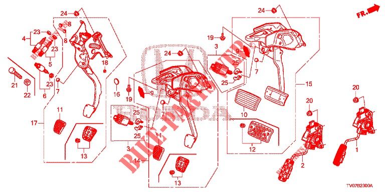 PEDAL (LH) für Honda CIVIC DIESEL 1.6 EXECUTIVE 5 Türen 6 gang-Schaltgetriebe 2013
