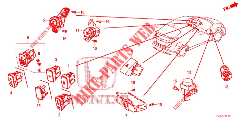 SCHALTER (LH) für Honda CIVIC DIESEL 1.6 EXECUTIVE 5 Türen 6 gang-Schaltgetriebe 2013
