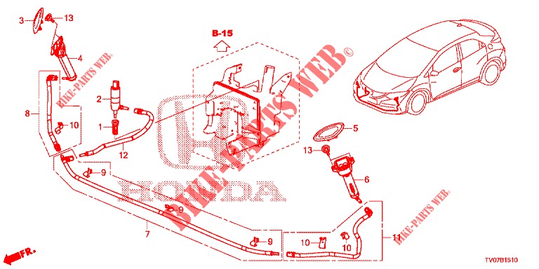 SCHEINWERFERWASCHER(S)  für Honda CIVIC DIESEL 1.6 EXECUTIVE 5 Türen 6 gang-Schaltgetriebe 2013