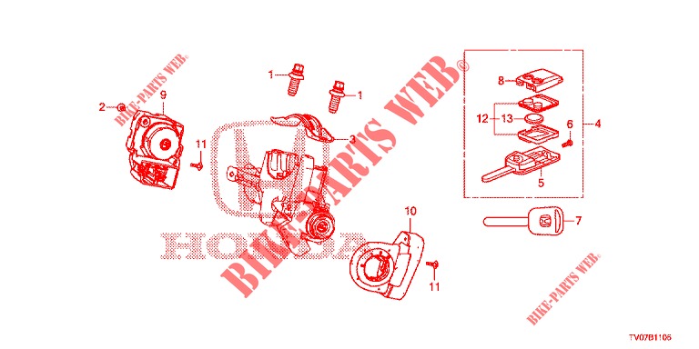 SCHLIESSZYLINDER KOMPONENTEN  für Honda CIVIC DIESEL 1.6 EXECUTIVE 5 Türen 6 gang-Schaltgetriebe 2013
