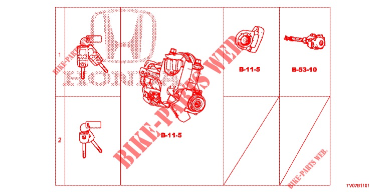 SCHLOSSZYLINDER (SATZ)(LH)  für Honda CIVIC DIESEL 1.6 EXECUTIVE 5 Türen 6 gang-Schaltgetriebe 2013