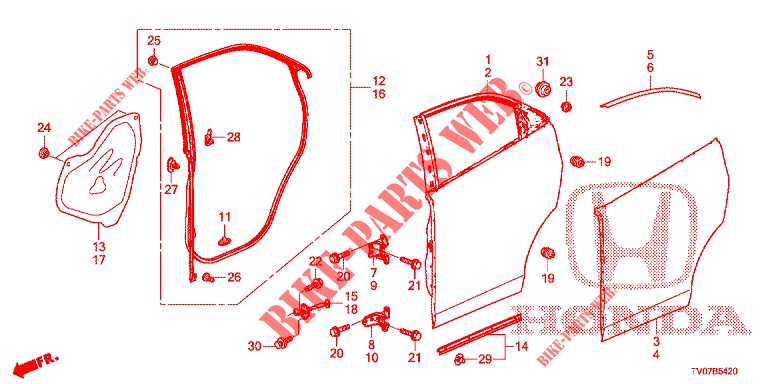 TUERBLECHE, HINTEN(4D)  für Honda CIVIC DIESEL 1.6 EXECUTIVE 5 Türen 6 gang-Schaltgetriebe 2013