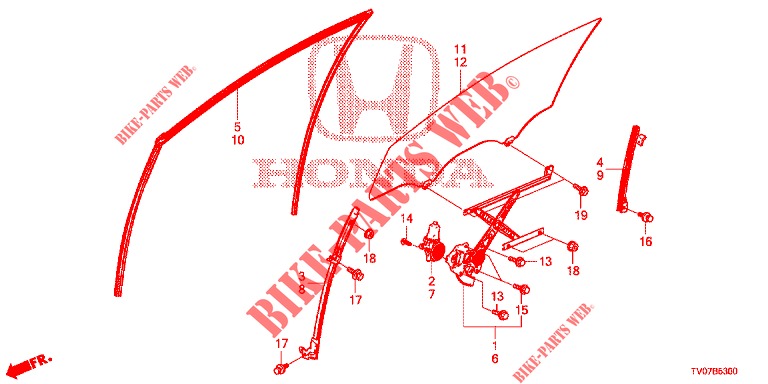 TUERFENSTER, VORNE/REGLER  für Honda CIVIC DIESEL 1.6 EXECUTIVE 5 Türen 6 gang-Schaltgetriebe 2013
