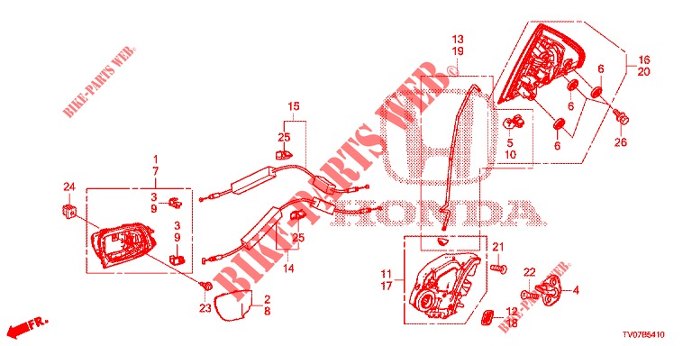 TUERSCHLOESSER, HINTEN/AEUSSERER GRIFF  für Honda CIVIC DIESEL 1.6 EXECUTIVE 5 Türen 6 gang-Schaltgetriebe 2013