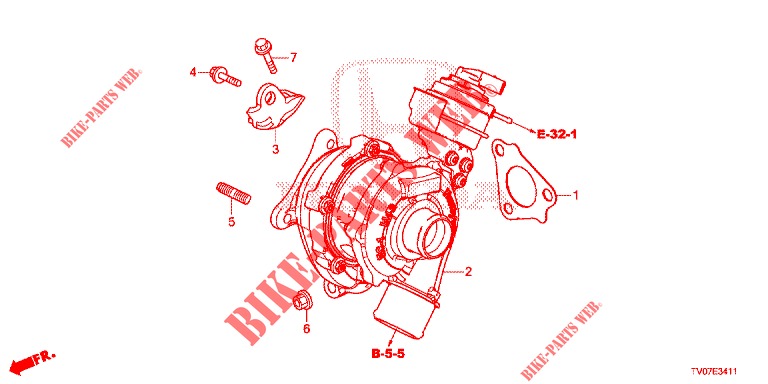 TURBOLADER (DIESEL) (1.6L) für Honda CIVIC DIESEL 1.6 EXECUTIVE 5 Türen 6 gang-Schaltgetriebe 2013
