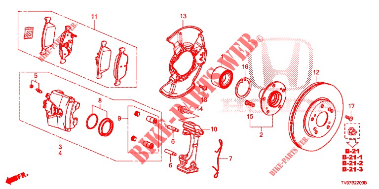 VORDERRADBREMSE  für Honda CIVIC DIESEL 1.6 EXECUTIVE 5 Türen 6 gang-Schaltgetriebe 2013