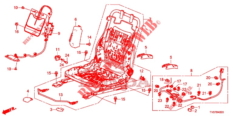 VORNE SITZKOMPONENTEN (D.) (SIEGE REGLAGE MANUEL) für Honda CIVIC DIESEL 1.6 EXECUTIVE 5 Türen 6 gang-Schaltgetriebe 2013