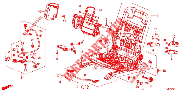 VORNE SITZKOMPONENTEN (G.) (HAUTEUR MANUELLE) für Honda CIVIC DIESEL 1.6 EXECUTIVE 5 Türen 6 gang-Schaltgetriebe 2013