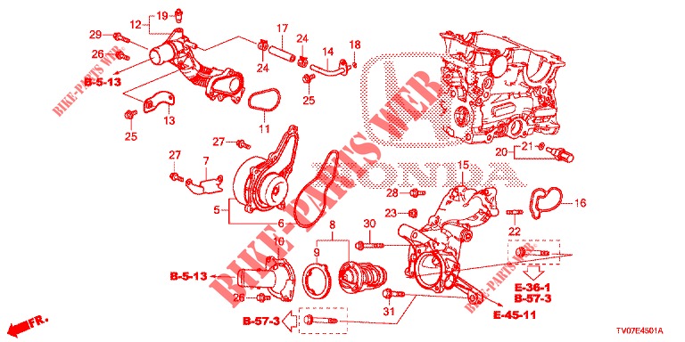 WASSERPUMPE/THERMOSTAT (DIESEL) (1.6L) für Honda CIVIC DIESEL 1.6 EXECUTIVE 5 Türen 6 gang-Schaltgetriebe 2013