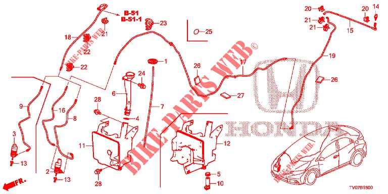WINDSCHUTZSCHEIBENWASCHER (2D)  für Honda CIVIC DIESEL 1.6 EXECUTIVE 5 Türen 6 gang-Schaltgetriebe 2013