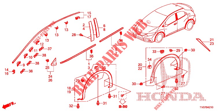 ZIERLEISTE/SCHUTZ  für Honda CIVIC DIESEL 1.6 EXECUTIVE 5 Türen 6 gang-Schaltgetriebe 2013