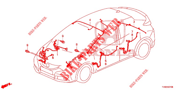 KABELBAUM (4) (LH) für Honda CIVIC DIESEL 1.6 EXECUTIVE 5 Türen 6 gang-Schaltgetriebe 2014