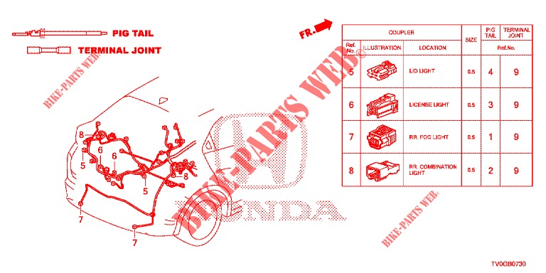 ELEKTR. STECKVERBINDER (ARRIERE) für Honda CIVIC 1.8 EXECUTIVE 5 Türen 6 gang-Schaltgetriebe 2015