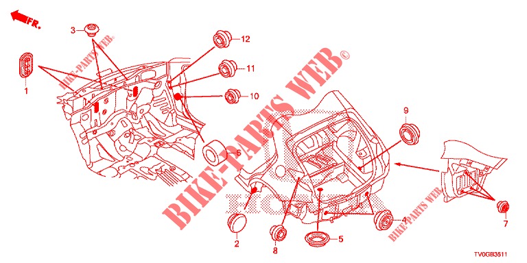 GUMMITUELLE (ARRIERE) für Honda CIVIC 1.8 EXECUTIVE 5 Türen 6 gang-Schaltgetriebe 2015