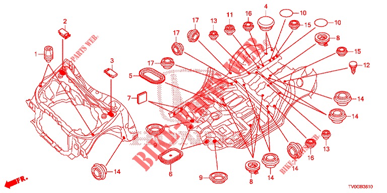 GUMMITUELLE (AVANT) für Honda CIVIC 1.8 EXECUTIVE 5 Türen 6 gang-Schaltgetriebe 2015