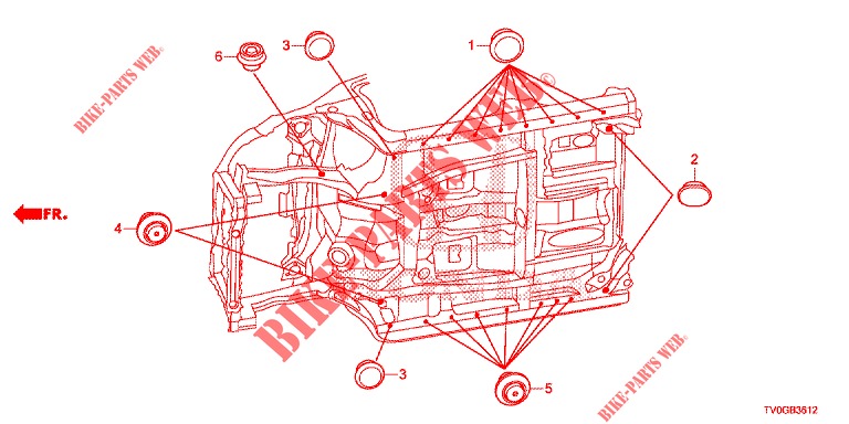 GUMMITUELLE (INFERIEUR) für Honda CIVIC 1.8 EXECUTIVE 5 Türen 6 gang-Schaltgetriebe 2015