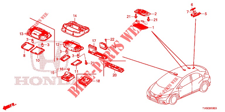 INNENLEUCHTE  für Honda CIVIC 1.8 EXECUTIVE 5 Türen 6 gang-Schaltgetriebe 2015