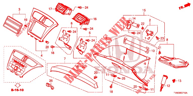 INSTRUMENT, ZIERSTUECK (COTE DE PASSAGER) (LH) für Honda CIVIC 1.8 EXECUTIVE 5 Türen 6 gang-Schaltgetriebe 2015