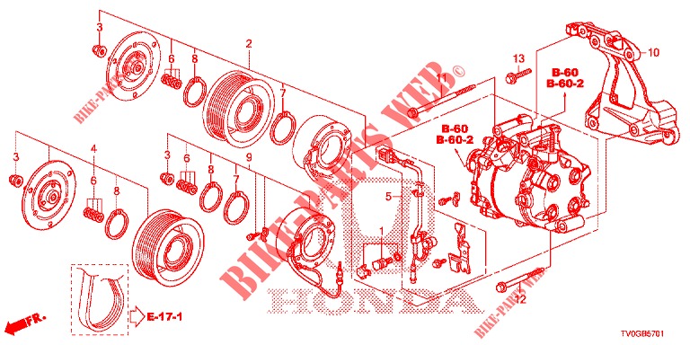 KLIMAANLAGE (COMPRESSEUR) (1.8L) für Honda CIVIC 1.8 EXECUTIVE 5 Türen 6 gang-Schaltgetriebe 2015