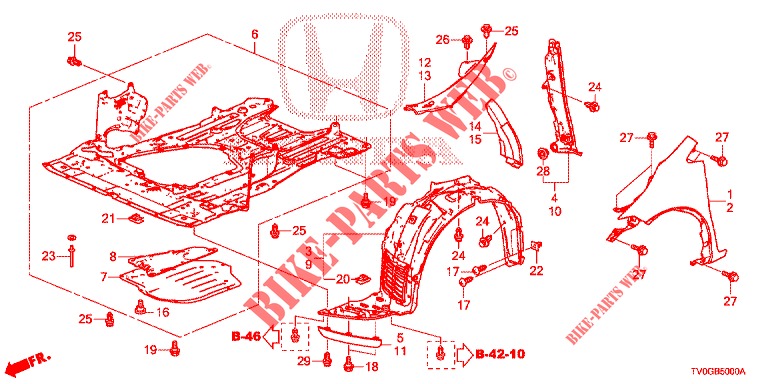 KOTFLUEGEL, VORNE  für Honda CIVIC 1.8 EXECUTIVE 5 Türen 6 gang-Schaltgetriebe 2015