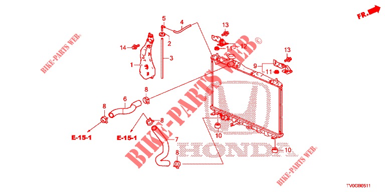 KUEHLERSCHLAUCH/RESERVETANK (1.8L) für Honda CIVIC 1.8 EXECUTIVE 5 Türen 6 gang-Schaltgetriebe 2015