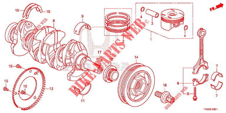 KURBELWELLE/KOLBEN (1.8L) für Honda CIVIC 1.8 EXECUTIVE 5 Türen 6 gang-Schaltgetriebe 2015