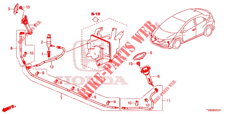 SCHEINWERFERWASCHER(S)  für Honda CIVIC 1.8 EXECUTIVE 5 Türen 6 gang-Schaltgetriebe 2015