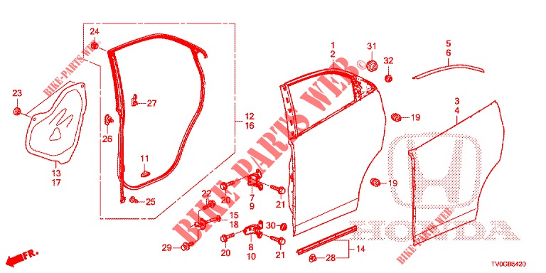 TUERBLECHE, HINTEN(4D)  für Honda CIVIC 1.8 EXECUTIVE 5 Türen 6 gang-Schaltgetriebe 2015