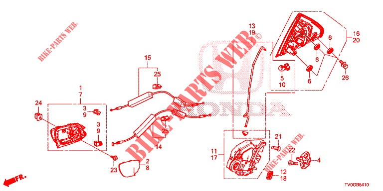TUERSCHLOESSER, HINTEN/AEUSSERER GRIFF  für Honda CIVIC 1.8 EXECUTIVE 5 Türen 6 gang-Schaltgetriebe 2015