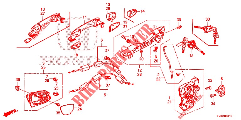 TUERSCHLOESSER, VORNE/AEUSSERER GRIFF  für Honda CIVIC 1.8 EXECUTIVE 5 Türen 6 gang-Schaltgetriebe 2015