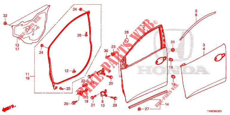 TUERTAFELN, VORNE(2D)  für Honda CIVIC 1.8 EXECUTIVE 5 Türen 6 gang-Schaltgetriebe 2015
