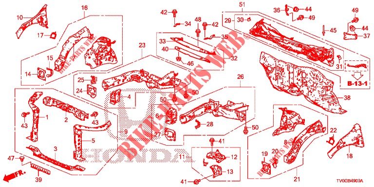 VORDERE TRENNWAND/STIRNWAND  für Honda CIVIC 1.8 EXECUTIVE 5 Türen 6 gang-Schaltgetriebe 2015