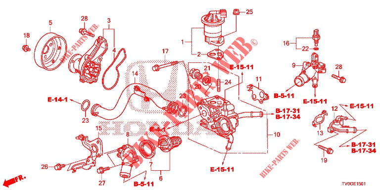 WASSERPUMPE/THERMOSTAT (1.8L) für Honda CIVIC 1.8 EXECUTIVE 5 Türen 6 gang-Schaltgetriebe 2015