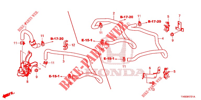 WASSERSCHLAUCH/HEIZUNGSSCHACHT (1.8L) (LH) für Honda CIVIC 1.8 EXECUTIVE 5 Türen 6 gang-Schaltgetriebe 2015