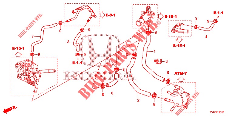WASSERSCHLAUCH/HEIZUNGSSCHACHT (1.8L) für Honda CIVIC 1.8 EXECUTIVE 5 Türen 6 gang-Schaltgetriebe 2015
