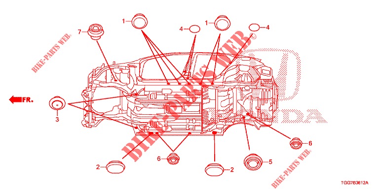 GUMMITUELLE (INFERIEUR) für Honda CIVIC  1.0 COMFORT 5 Türen vollautomatische 2017