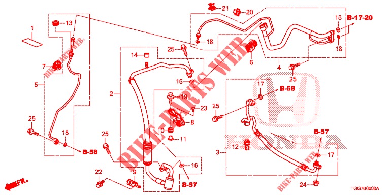 KLIMAANLAGE (FLEXIBLES/TUYAUX) (1,0 L) (LH) für Honda CIVIC  1.0 COMFORT 5 Türen vollautomatische 2017