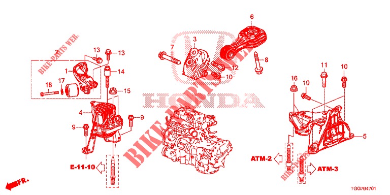 MOTORBEFESTIGUNGEN (1,0 L) (CVT) für Honda CIVIC  1.0 COMFORT 5 Türen vollautomatische 2017