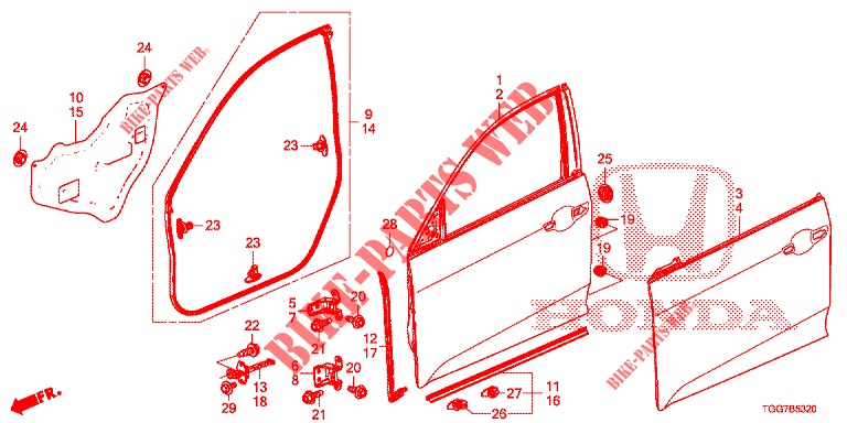 TUERTAFELN, VORNE(2D)  für Honda CIVIC  1.0 COMFORT 5 Türen vollautomatische 2017