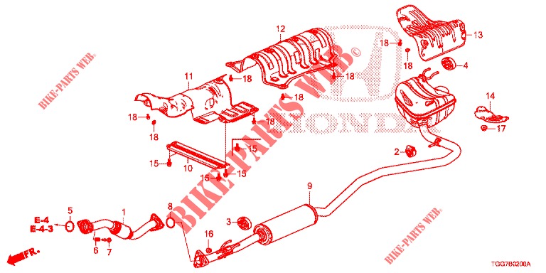 AUSPUFFROHR/SCHALLDAEMPFER (1,0 L) für Honda CIVIC 1.0 EXECUTIVE NAVI 5 Türen 6 gang-Schaltgetriebe 2017