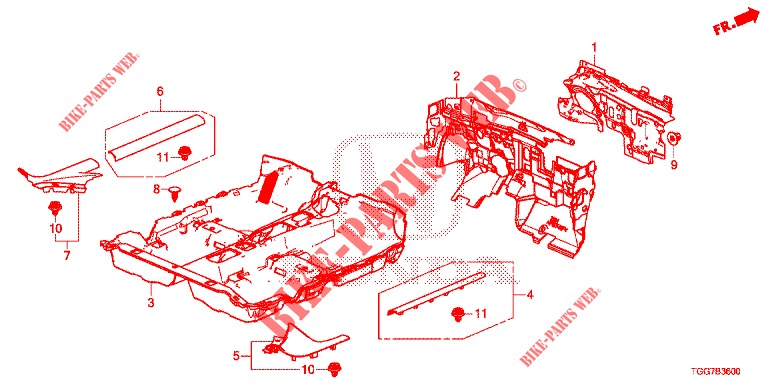 BODENMATTE/ISOLATOR  für Honda CIVIC 1.0 EXECUTIVE NAVI 5 Türen 6 gang-Schaltgetriebe 2017