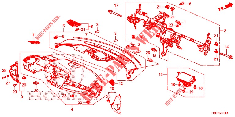 INSTRUMENTENBRETT, OBEN (LH) für Honda CIVIC 1.0 EXECUTIVE NAVI 5 Türen 6 gang-Schaltgetriebe 2017