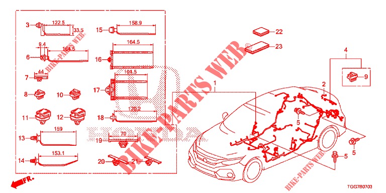 KABELBAUM (4) (LH) für Honda CIVIC 1.0 EXECUTIVE NAVI 5 Türen 6 gang-Schaltgetriebe 2017