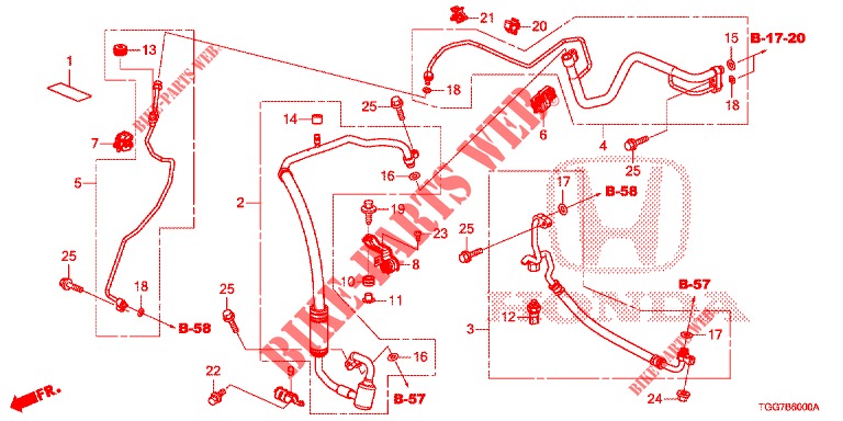 KLIMAANLAGE (FLEXIBLES/TUYAUX) (1,0 L) (LH) für Honda CIVIC 1.0 EXECUTIVE NAVI 5 Türen 6 gang-Schaltgetriebe 2017