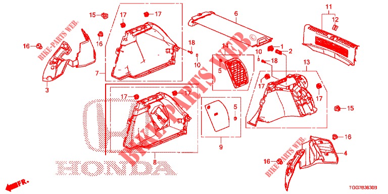 KOFFERRAUM SEITENVERKL.  für Honda CIVIC 1.0 EXECUTIVE NAVI 5 Türen 6 gang-Schaltgetriebe 2017