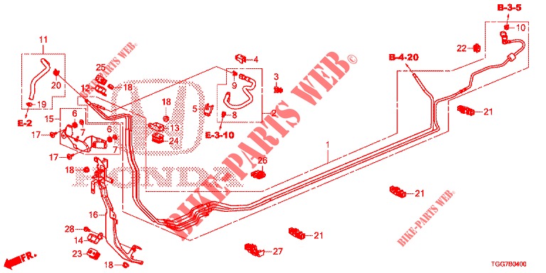 KRAFTSTOFFLEITUNG (1,0 L) (LH) für Honda CIVIC 1.0 EXECUTIVE NAVI 5 Türen 6 gang-Schaltgetriebe 2017