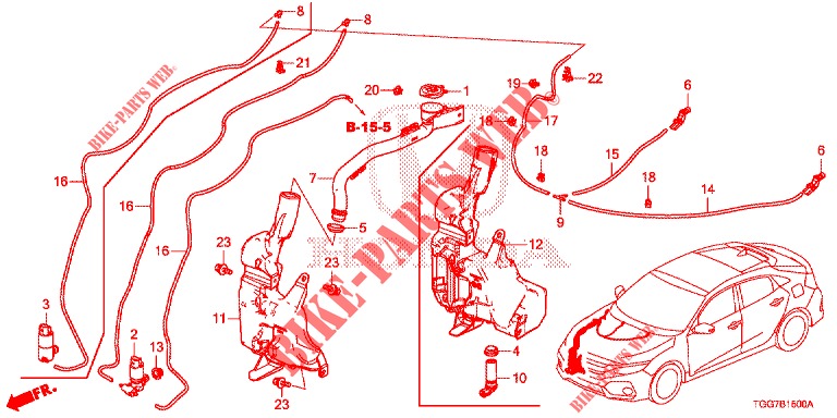 WINDSCHUTZSCHEIBENWASCHER (AVANT) für Honda CIVIC 1.0 EXECUTIVE NAVI 5 Türen 6 gang-Schaltgetriebe 2017