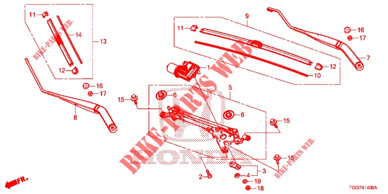 WINDSCHUTZSCHEIBENWISCHER (LH) für Honda CIVIC 1.0 EXECUTIVE NAVI 5 Türen 6 gang-Schaltgetriebe 2017